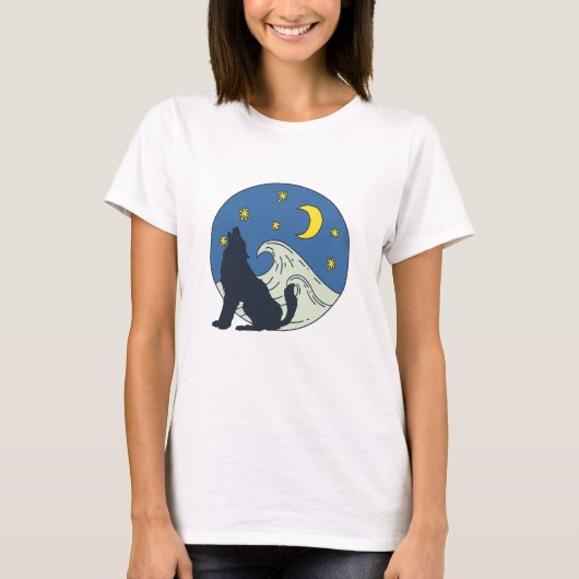 天空の狼の神秘的な芸術 Tシャツ (正面)