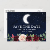 天空の空の月の星フローラ日付を保存 ポストカード (正面/裏面)