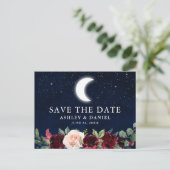天空の空の月の星フローラ日付を保存 ポストカード (スタンド正面)