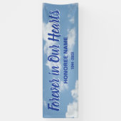 天空の背景を持つハートで永遠にメモリアル 横断幕 (縦)