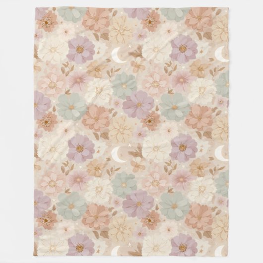 天空の草原の花々 フリースブランケット (正面)