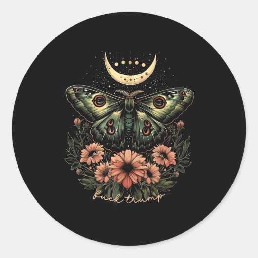 天空の蛾の繊細なアンチトランプ ラウンドシール (正面)