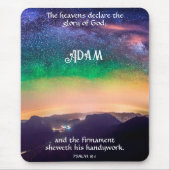 天空の詩篇19:1聖なる書物、 経典詩 マウスパッド (正面)