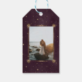 天空の金ゴールドムーン日付写真を保存 ギフトタグ (裏面)