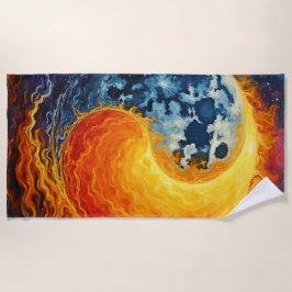 天空の陰陽アート ビーチタオル