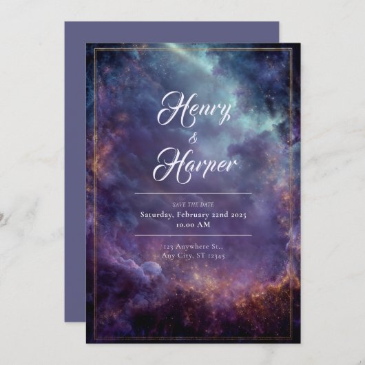 天空の雲景結婚式招待状 招待状 (正面/裏面)