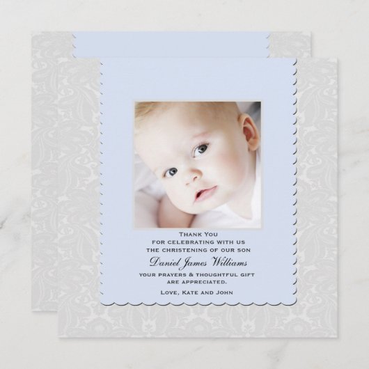 天空の青いダマスク織の写真はあなた/Notecardを感謝していしています サンキューカード (正面/裏面)