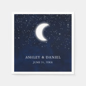 天空の青い月と星のウェディング スタンダードカクテルナプキン (正面)