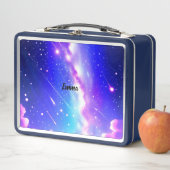 天空の青とピンクの銀河系名前をカスタムするスクリプト メタルランチボックス (インサイチュ)