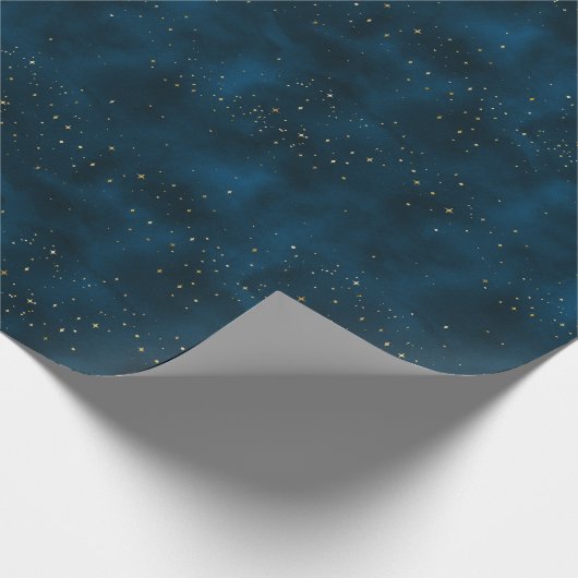 天空の青と白の星空の夜 ラッピングペーパー (角)