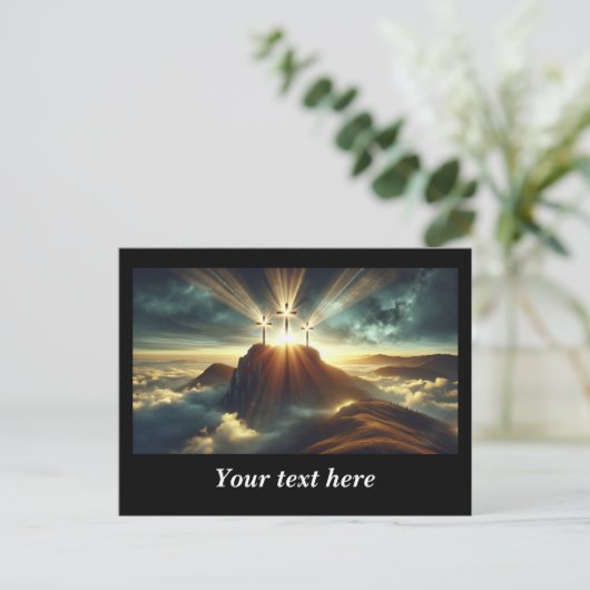 天空の風景で十字架を3つ ポストカード (スタンド正面)