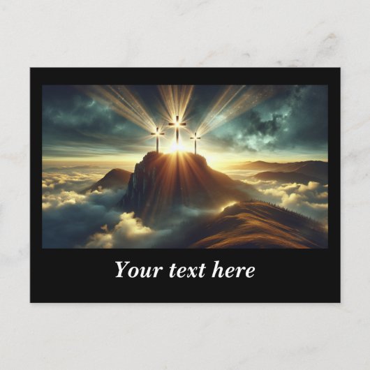 天空の風景で十字架を3つ ポストカード (正面)