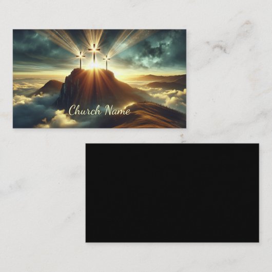天空の風景で十字架を3つ 名刺 (正面/裏面)