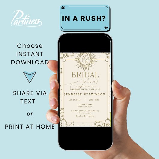 天空の魔法の神秘的なムーンスターブライダルシャワー 招待状