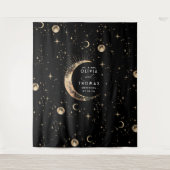 天空の黒と金ゴールドの結婚神秘的な背景 タペストリー (正面)