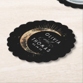 天空の黒と金ゴールド神秘的結婚な ペーパーコースター (アングル)