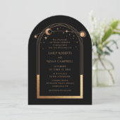 天空の黒金ゴールド太陽の月結婚天文学 招待状 (スタンド正面)