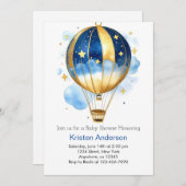 天空のBohoホットエアバルーンボーイベビーシャワー 招待状 (正面/裏面)