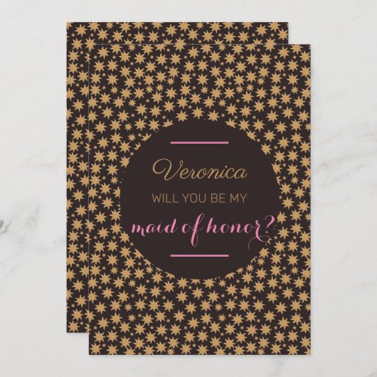 天空は私のメイド・オブ・オーナー（花嫁付き添い人）ピンクのムーディ 招待状 (正面/裏面)