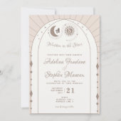 天空アーチムーン&サンモノグラムクレストQRコード 招待状 (正面)