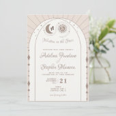 天空アーチムーン&サンモノグラムクレストQRコード 招待状 (スタンド正面)