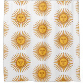 天空イエローサンシャイン顔オンホワイトエレガント シャワーカーテン (正面)