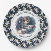 天空イベント宇宙をテーマにした誕生日パーティー ペーパープレート (正面)