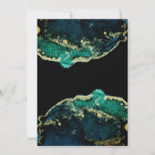 天空エメラルドブラック金ゴールドインク結婚ウォッシュ 招待状 (裏面)