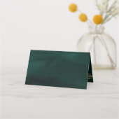 天空エメラルド金ゴールド三日月結婚相 プレイスカード (裏面)