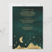 天空エメラルド金ゴールド三日月結婚相 招待状 (裏面)
