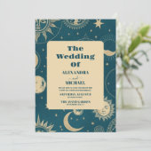 天空エメラルド金ゴールド三日月 招待状 (スタンド正面)