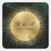 天空エメラルド金ゴールド結婚ムーン スクエアシール (正面)