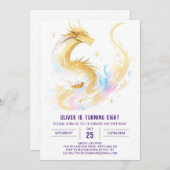 天空エンチャントドラゴン誕生日 招待状 (正面/裏面)