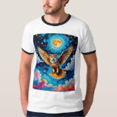 天空カラフル型フクロウTシャツ Tシャツ (正面)