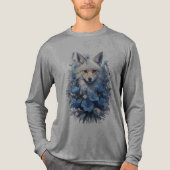 天空キツネインブルー開花 トライブレンドTシャツ (正面)