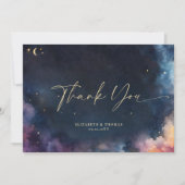 天空ギフトスターズコズミック銀河系ミッドナイトブルー サンキューカード (正面)