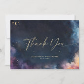 天空ギフトスターズコズミック銀河系ミッドナイトブルー サンキューカード (正面)