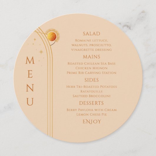 天空シャンパン金ゴールドサンムーンスターズ結婚ズ メニュー (正面)