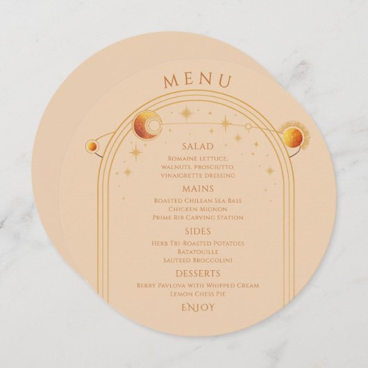 天空シャンパン金ゴールドサンムーンスターズ結婚ズ メニュー (正面/裏面)