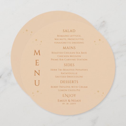 天空シャンパン金ゴールドサンムーンスターズ結婚ズ メニュー (正面/裏面)