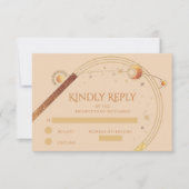 天空シャンパン金ゴールドサンムーンスターズ結婚ズ 出欠カード (正面)