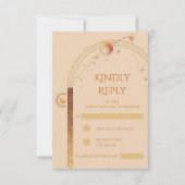 天空シャンパン金ゴールドサンムーンスターズ結婚ズ 出欠カード (正面)