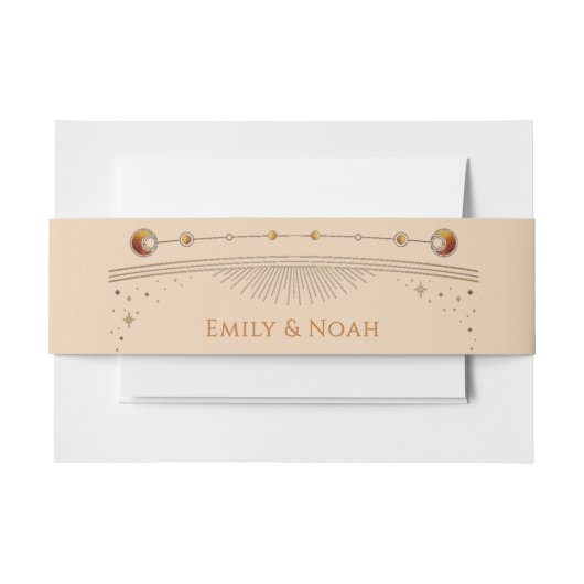 天空シャンパン金ゴールドサンムーンスターズ結婚ズ 招待状ベリーバンド (正面例)