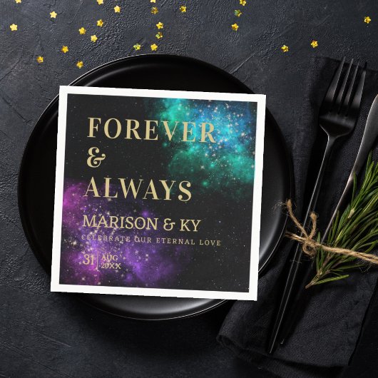 天空スカイピンクティール（緑がかった色）星雲結婚星 スタンダードカクテルナプキン