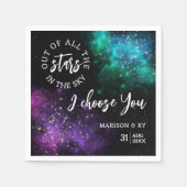 天空スカイピンクティール（緑がかった色）星雲結婚星 スタンダードカクテルナプキン (正面)