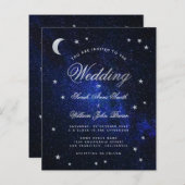 天空スターズ&ムーンバジェット結婚式招待状 (正面/裏面)