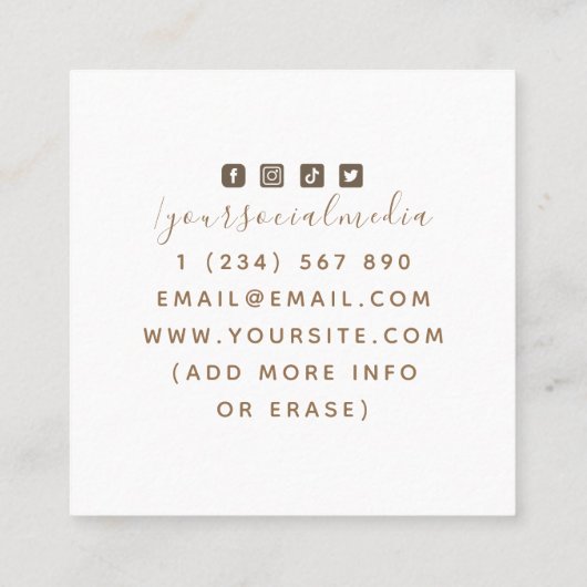 天空タトゥーアーティストボホスネーク&ソーシャルメディア スクエア名刺 (裏面)