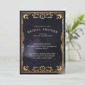 天空タロットカードサン&ムーンネイビーブライダルシャワー 招待状 (スタンド正面)