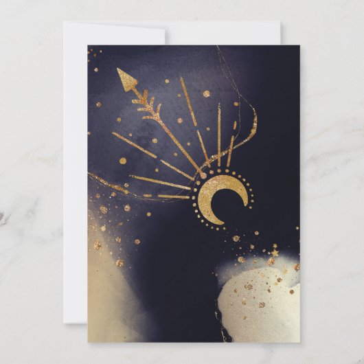 天空タロットカードサン&ムーンネイビーブライダルシャワー 招待状 (裏面)