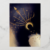 天空タロットカードサン&ムーンネイビーブライダルシャワー 箔招待状 (裏面)